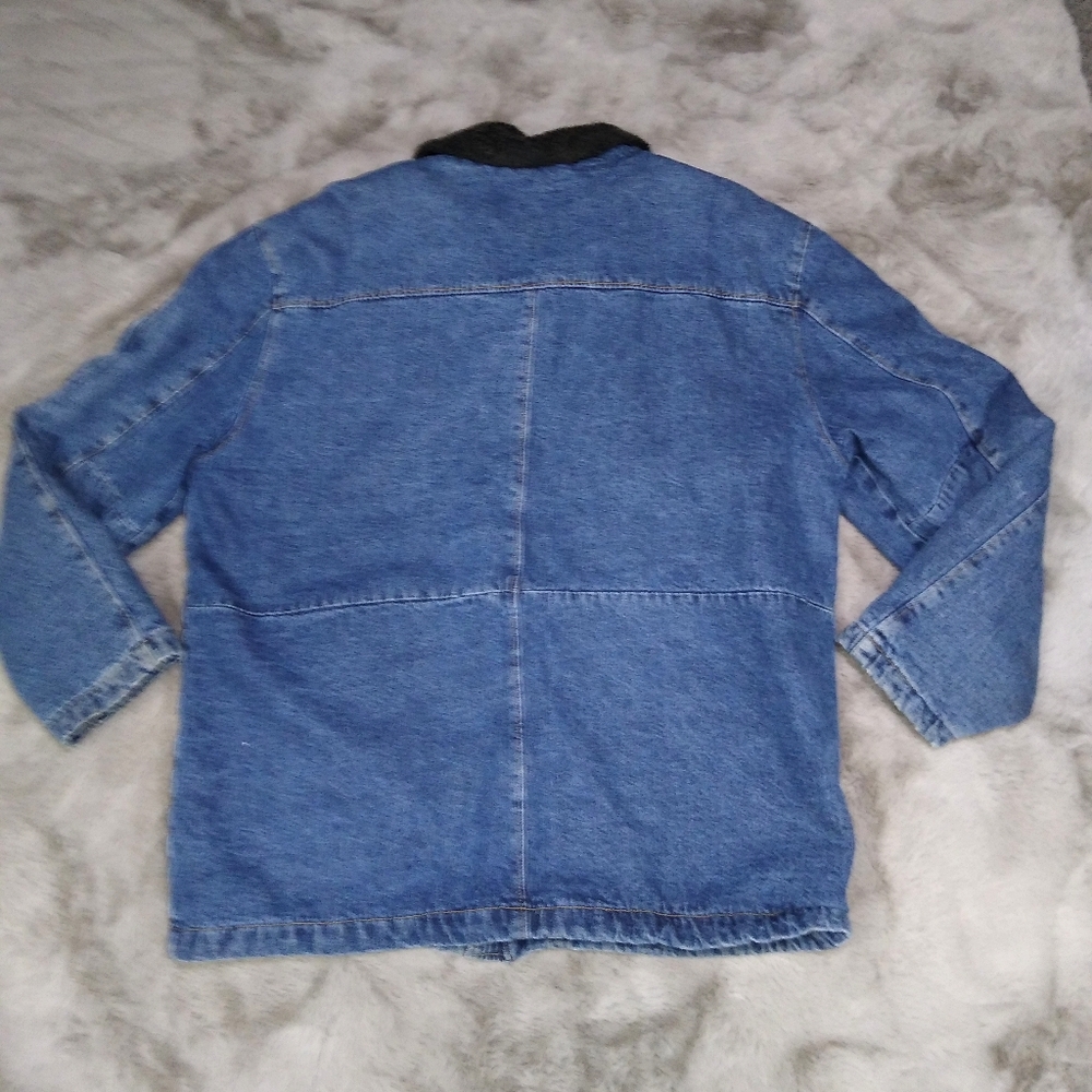 Vintage Lee Sherpa Quilt Lined Oversized Denim Jacket XL - Picture 3 of 7